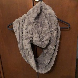Fuzzy grey infinity scarf